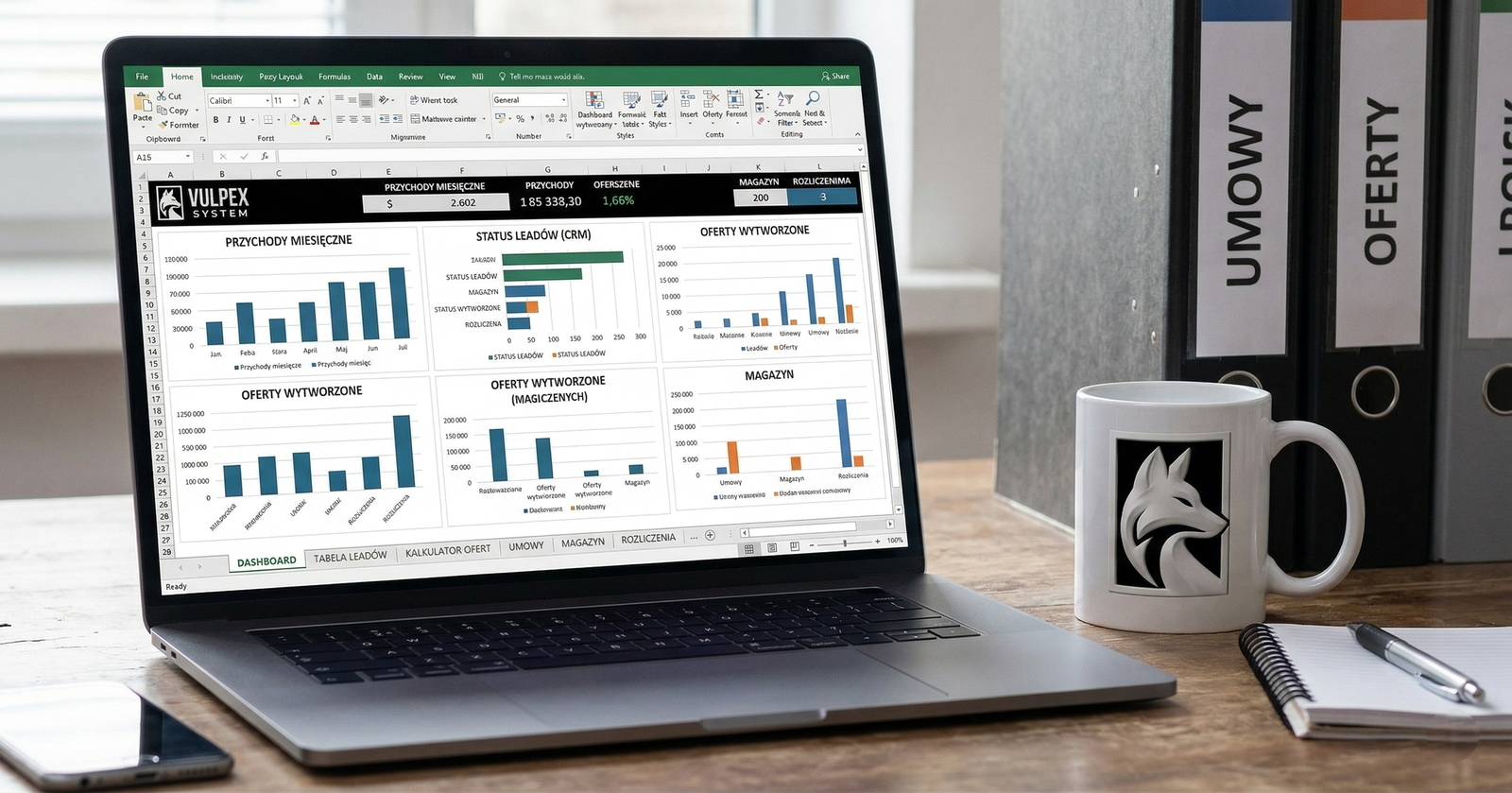 Dashboard Excel i automatyzacja procesów w firmie instalacyjnej – system zamiast papierowych dokumentów.
