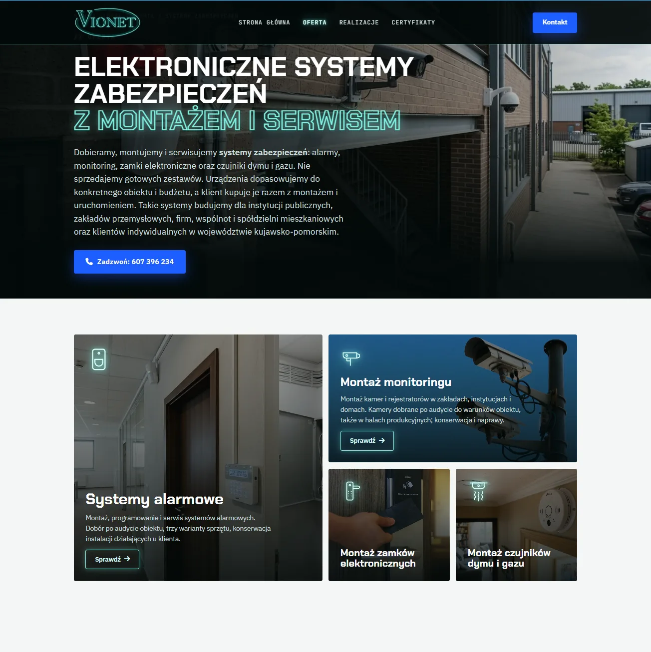 Nowa podstrona VIONET — systemy zabezpieczeń z montażem i serwisem